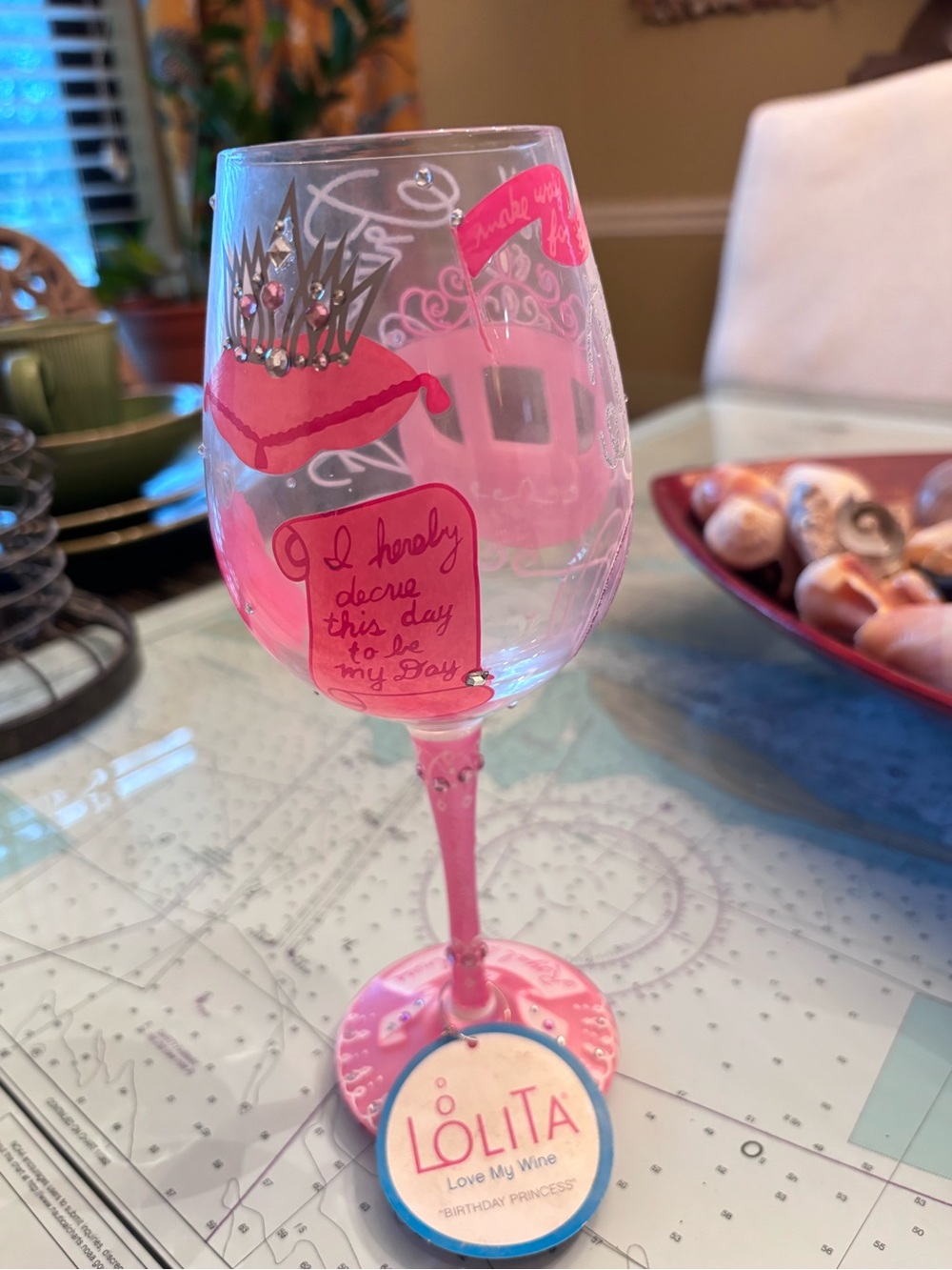 Lolita Pink Decorative 'Royal Highness' Stemware & handpainted beach wine glass